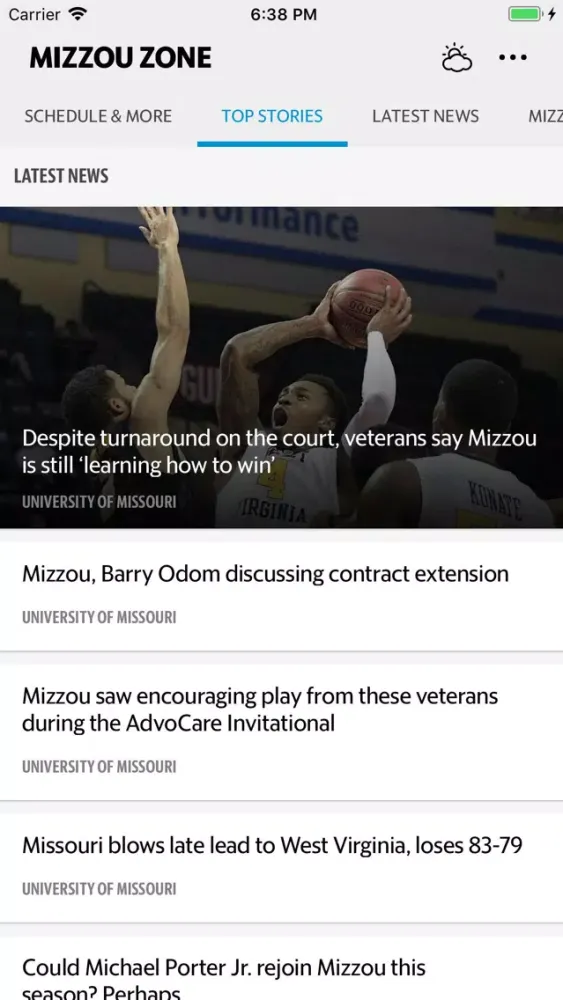 Mizzou Zone 스크린샷
