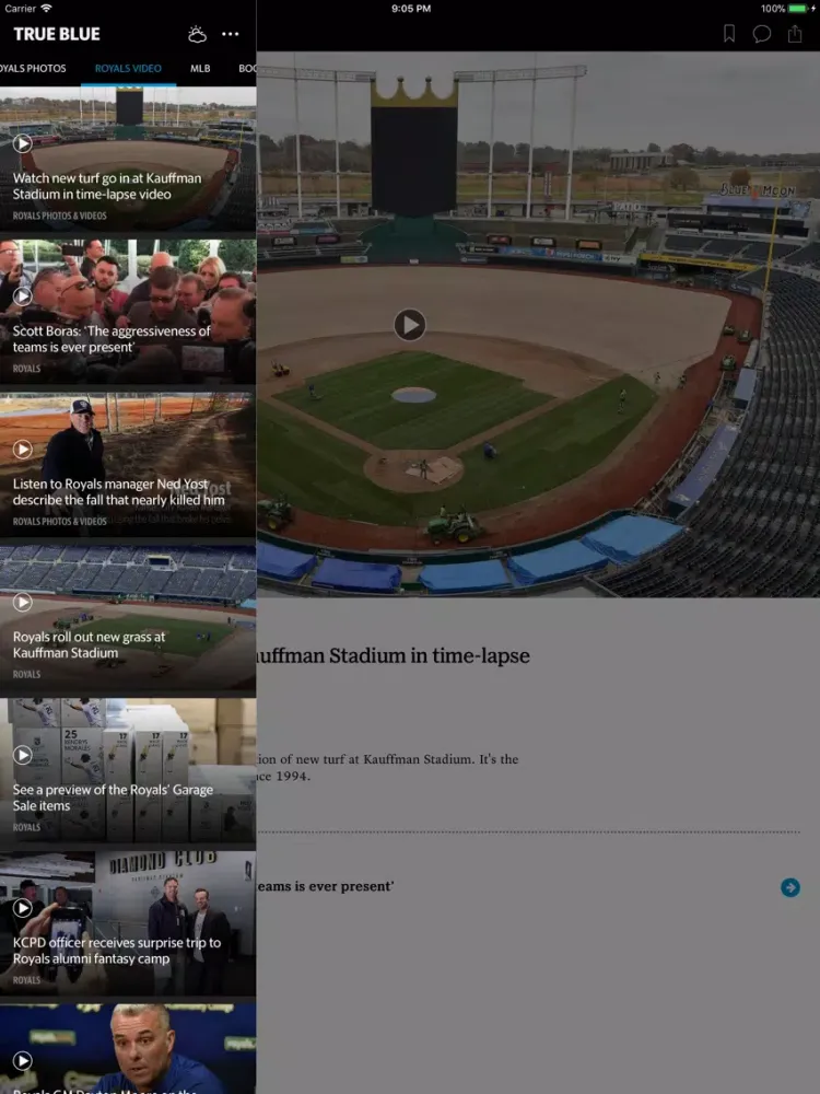 Скриншоты True Blue–Royals Baseball News iPad 