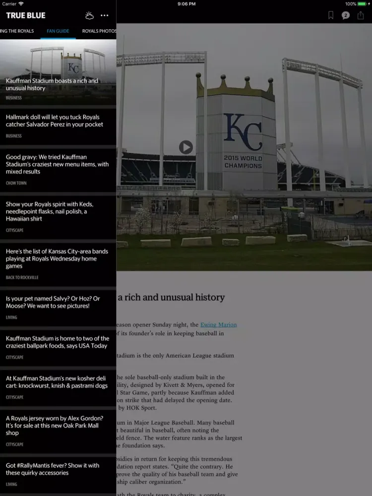 Скриншоты True Blue–Royals Baseball News iPad 