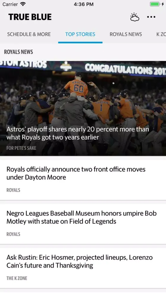 Скриншоты True Blue–Royals Baseball News