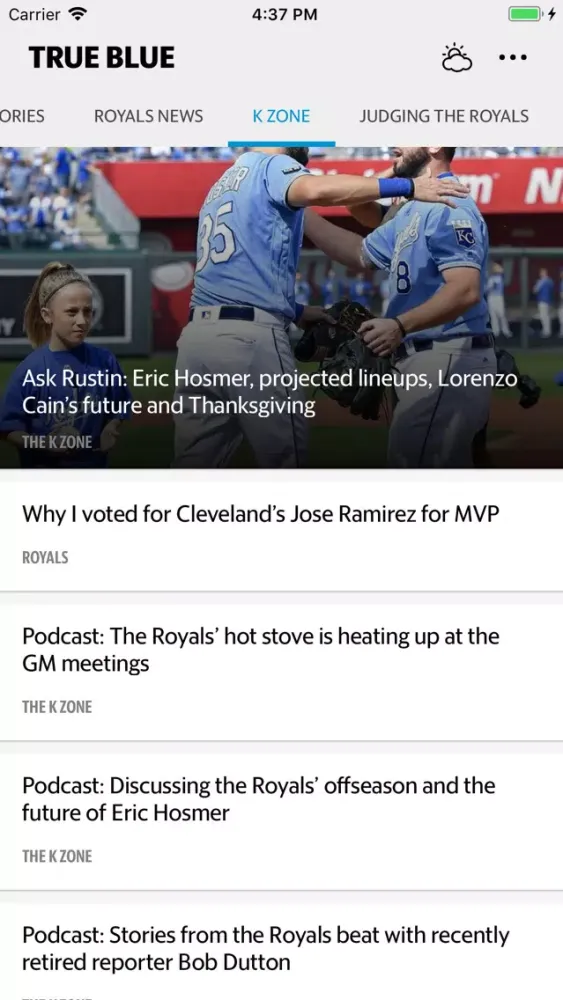Скриншоты True Blue–Royals Baseball News