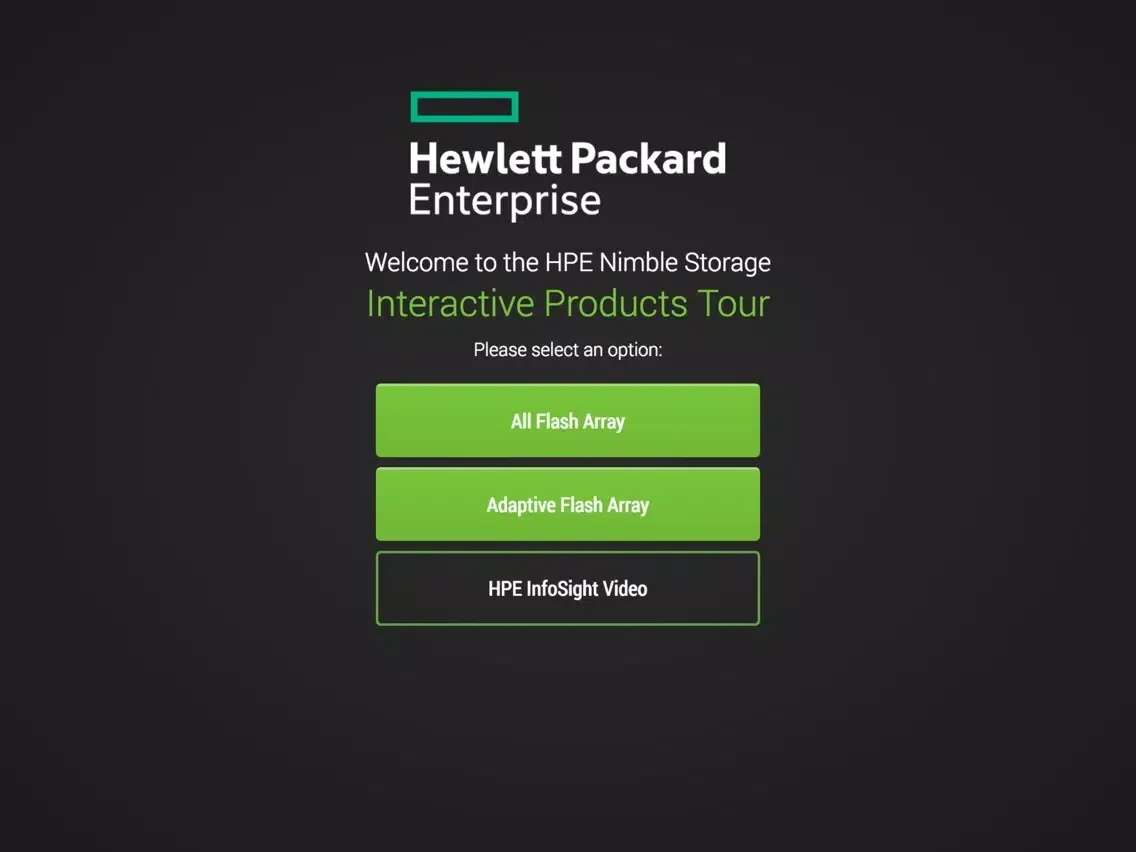 Captures d'écran de HPE Nimble Storage iPad 