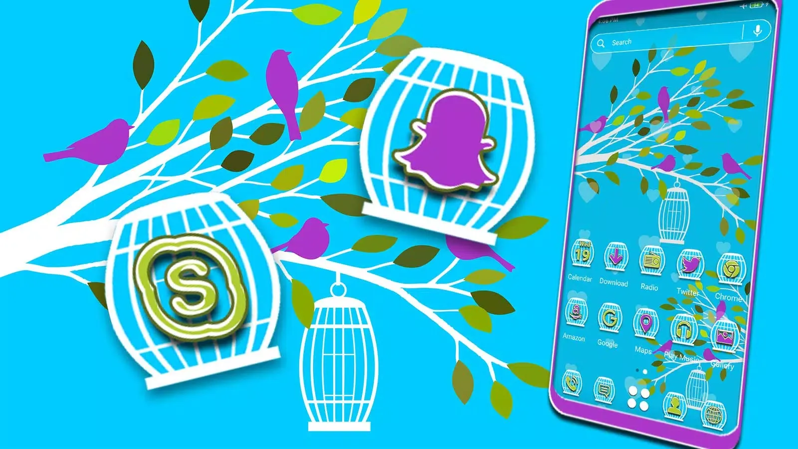 Bird Painting Launcher Theme应用截图