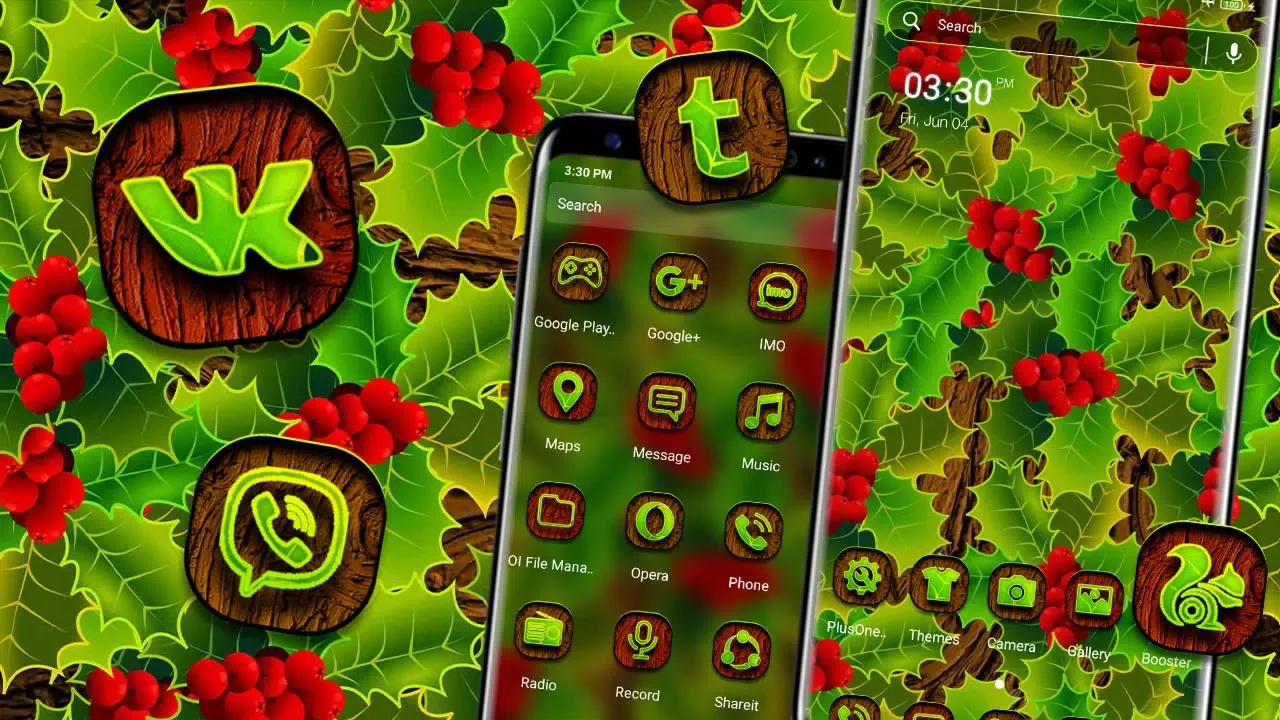 صور Holly Leaves Launcher Theme