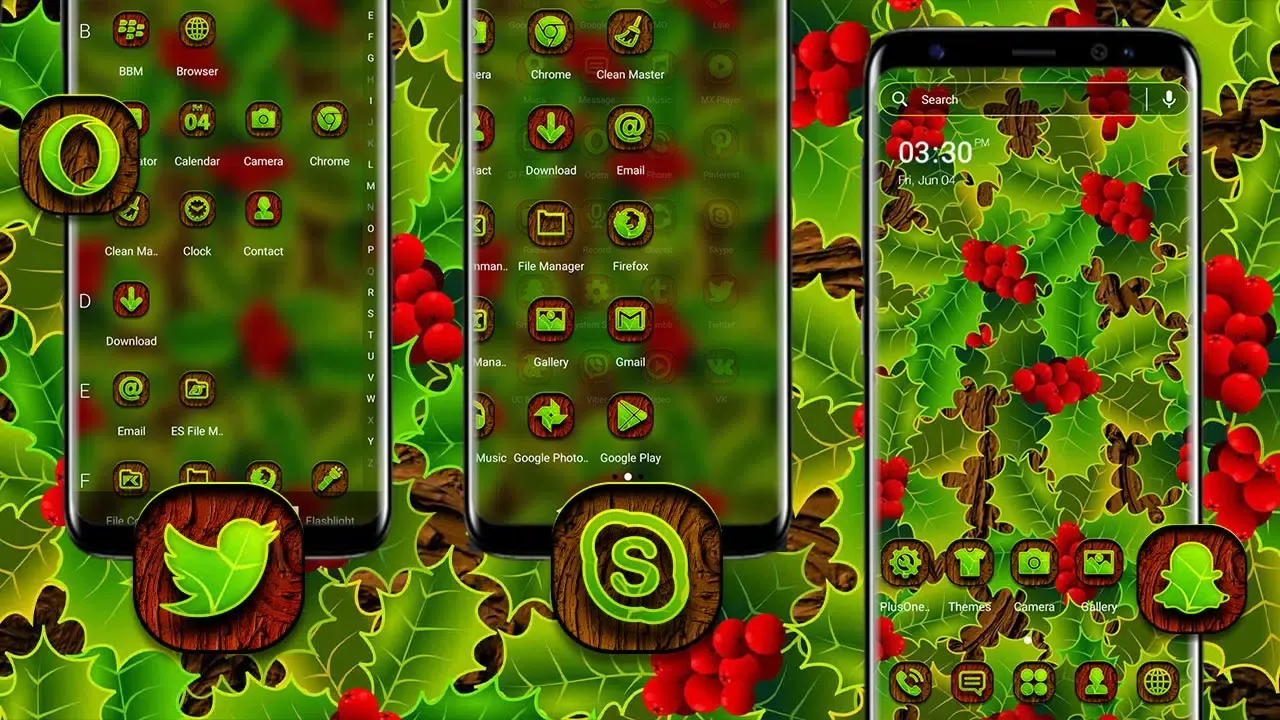 صور Holly Leaves Launcher Theme