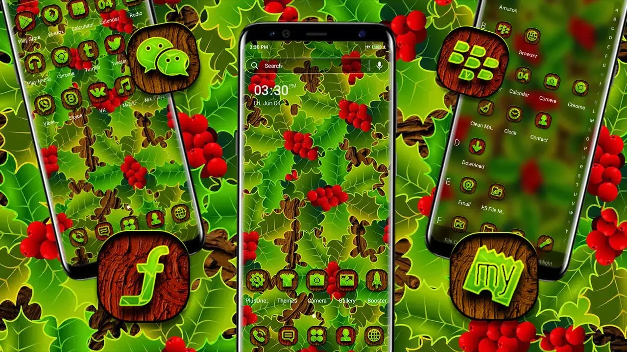 صور Holly Leaves Launcher Theme