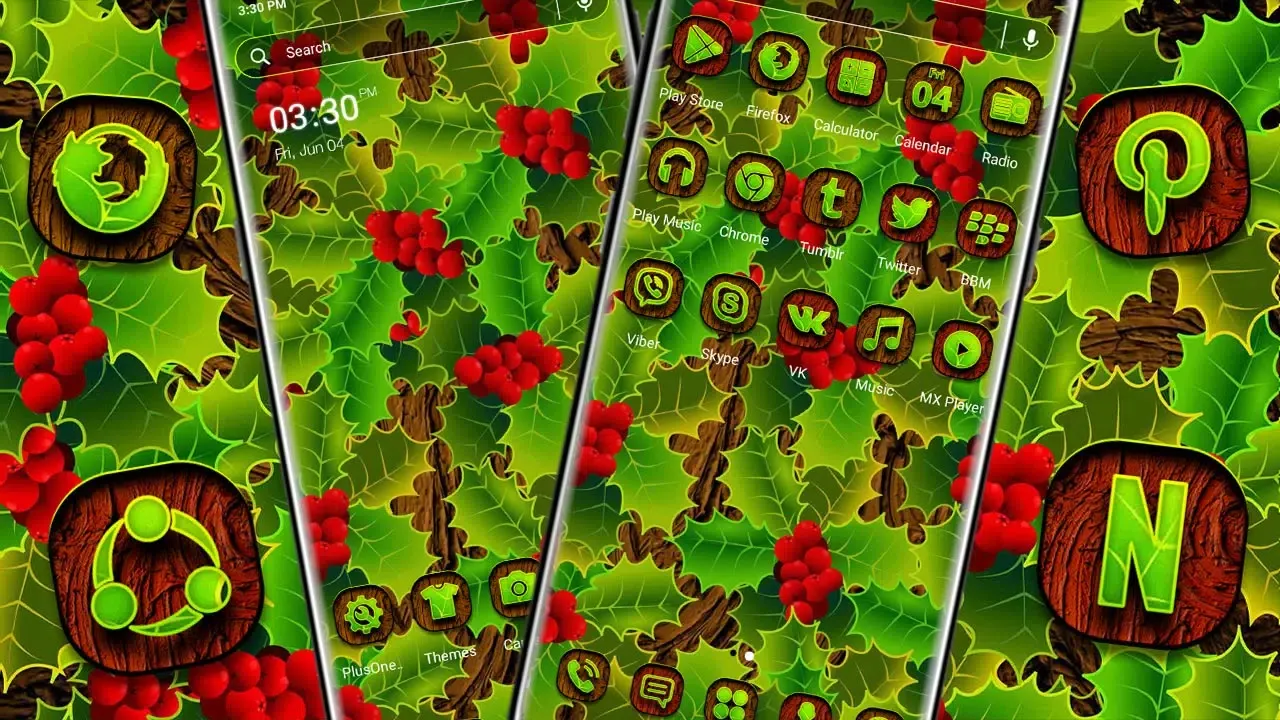 صور Holly Leaves Launcher Theme