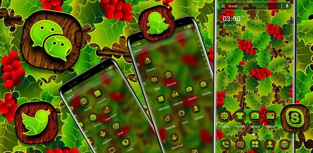 صور Holly Leaves Launcher Theme