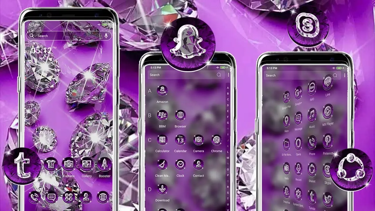 Purple Diamond Launcher Theme Screenshots