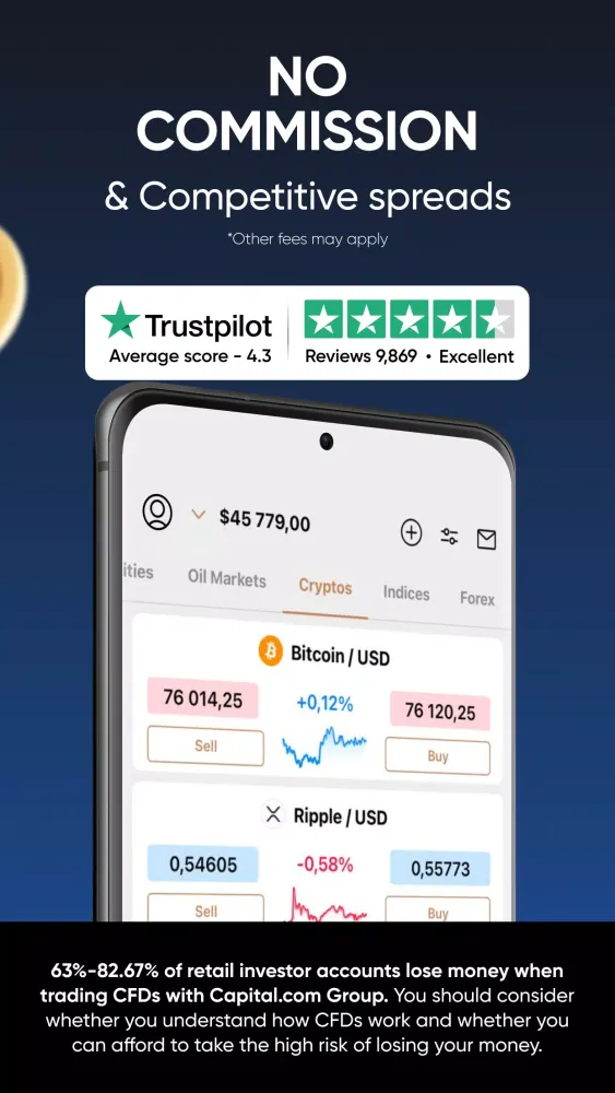 Bitcoin trading - Capital.com Screenshots