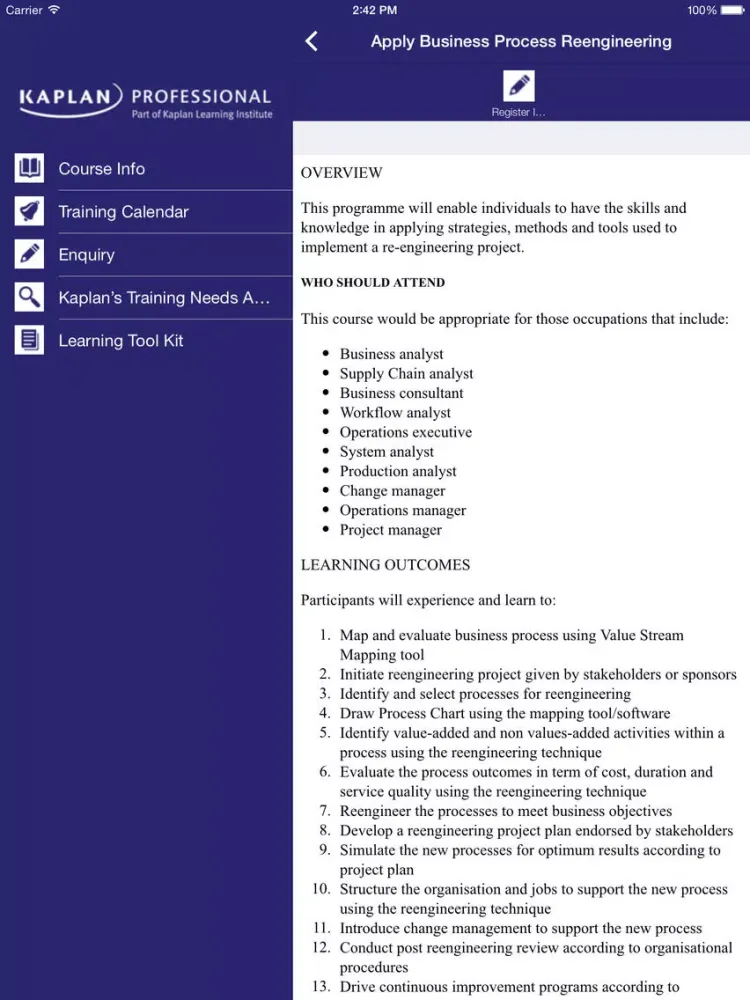 Kaplan Professional iPad  Ekran Görüntüleri