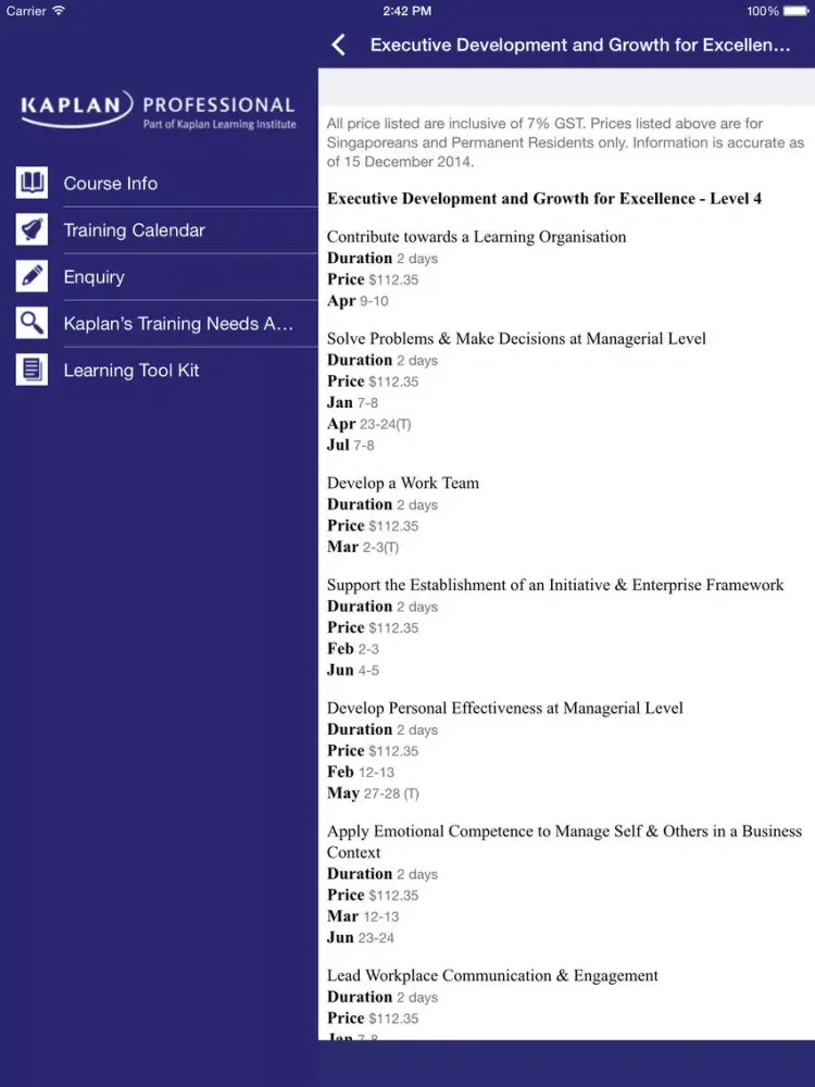 Kaplan Professional iPad  Ekran Görüntüleri