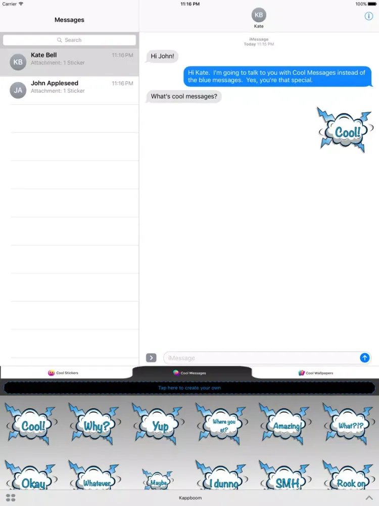 Ảnh chụp màn hình của Kappboom™ Cool Messages iPad 
