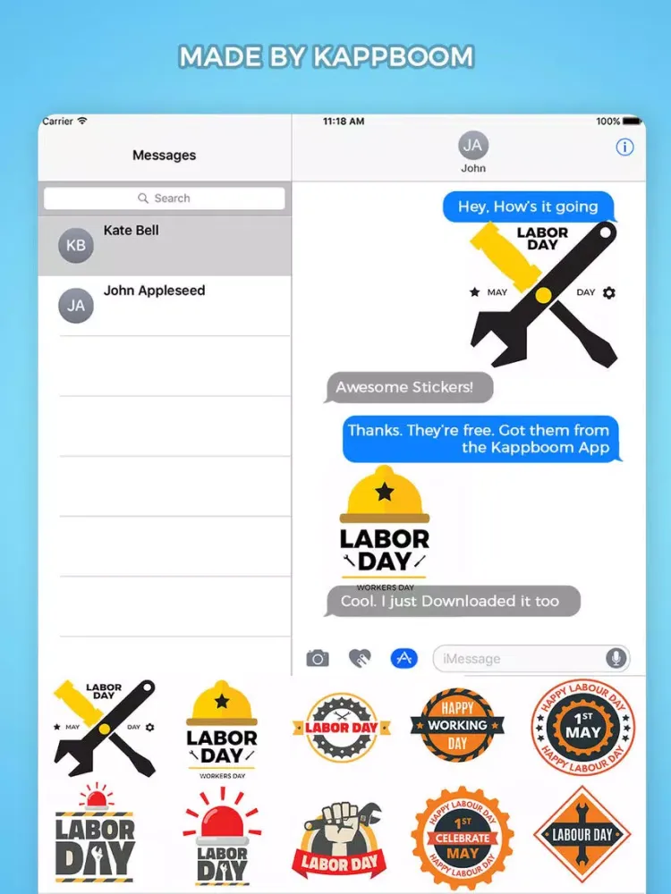 Скриншоты Happy Labor Day Stickers III by Kappboom iPad 
