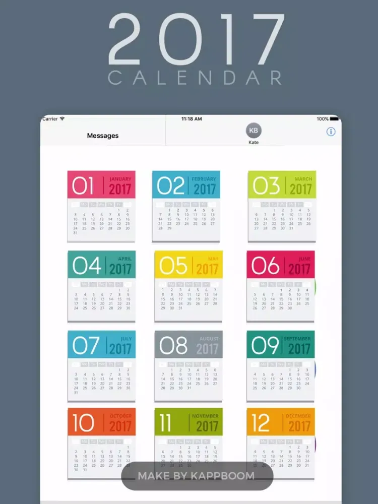 2017 Calendar Stickers iPad 应用截图