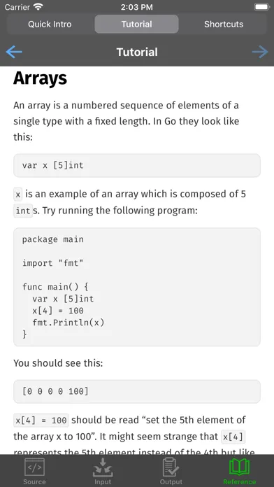 ภาพหน้าจอของ Go Programming Compiler