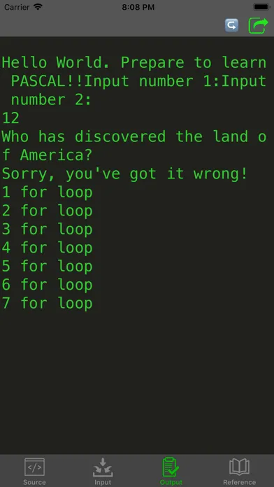 ภาพหน้าจอของ Pascal Programming Compiler