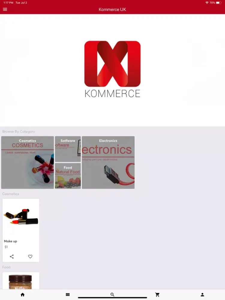 ภาพหน้าจอของ Kommerce UK iPad 