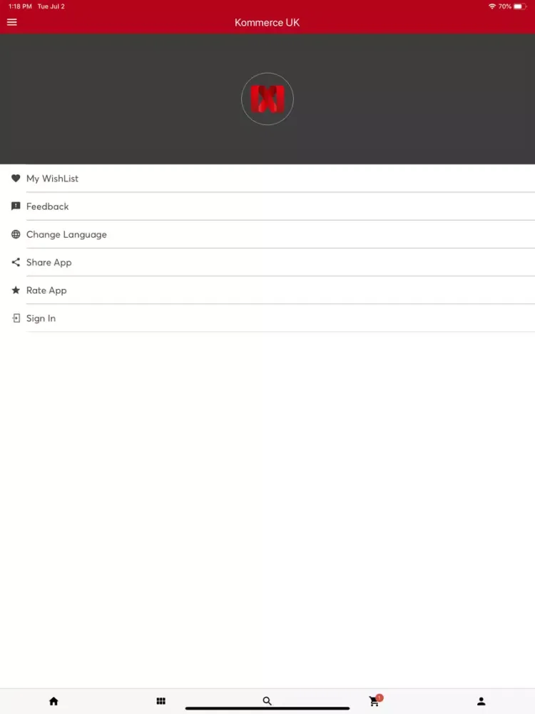 ภาพหน้าจอของ Kommerce UK iPad 