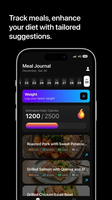 Tangkapan layar MealSnap: AI Food Log Tracker