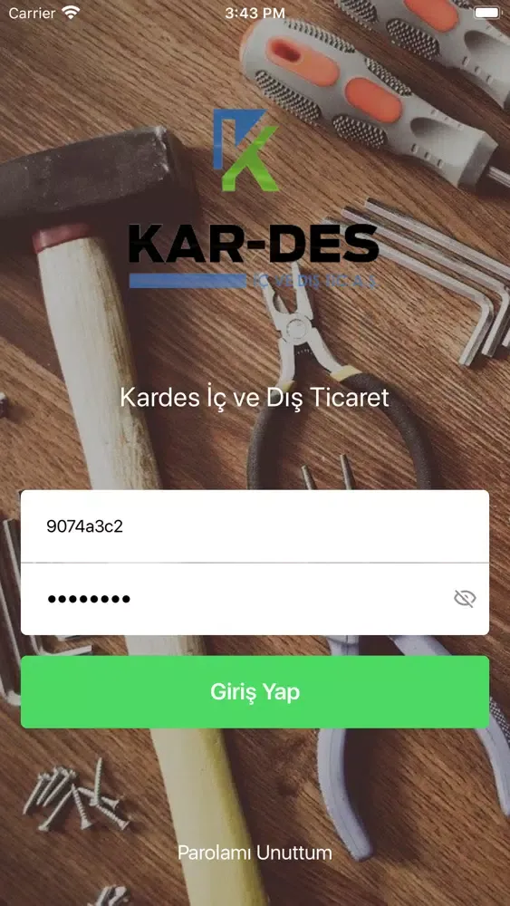 Screenshot di Kar-Des Müşteri Mobil
