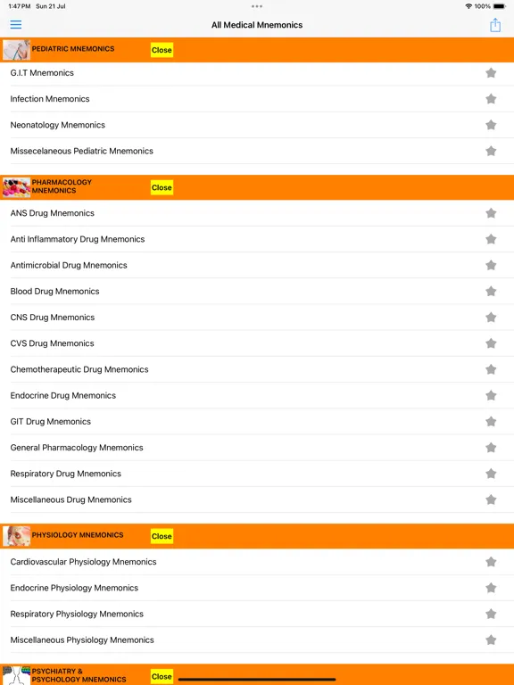 All Medical Mnemonics App iPad  Screenshots