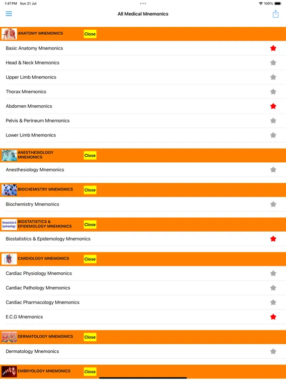 All Medical Mnemonics App iPad  Screenshots