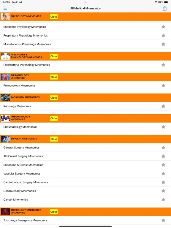 All Medical Mnemonics App iPad  Screenshots