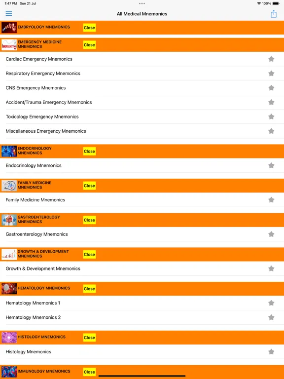 All Medical Mnemonics App iPad  Screenshots