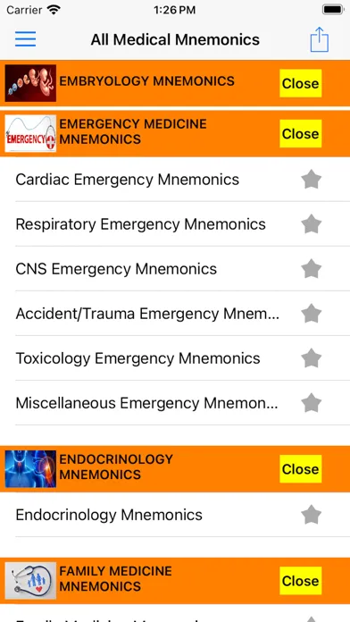 All Medical Mnemonics App Screenshots