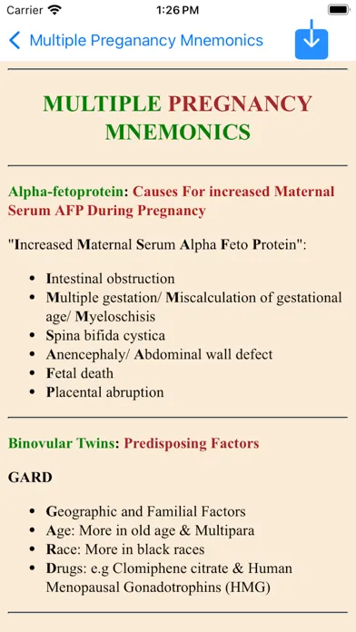 All Medical Mnemonics App Screenshots