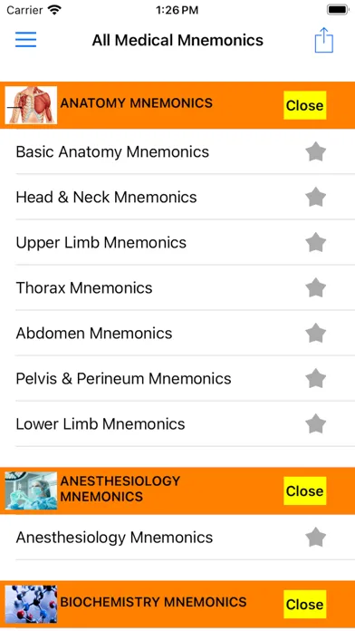 All Medical Mnemonics App Screenshots