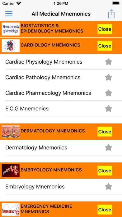 All Medical Mnemonics App Screenshots