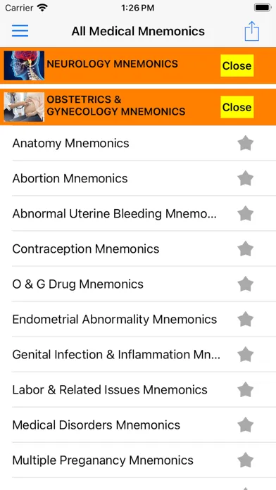 All Medical Mnemonics App Screenshots