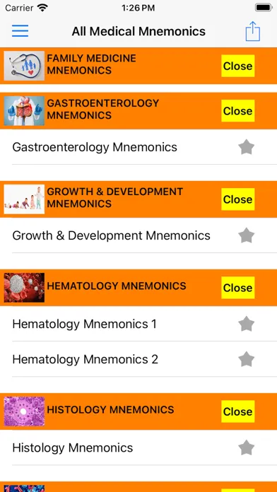 All Medical Mnemonics App Screenshots
