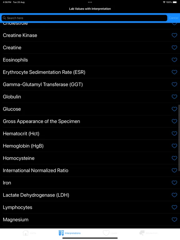 Скриншоты Lab Values Reference Ranges iPad 