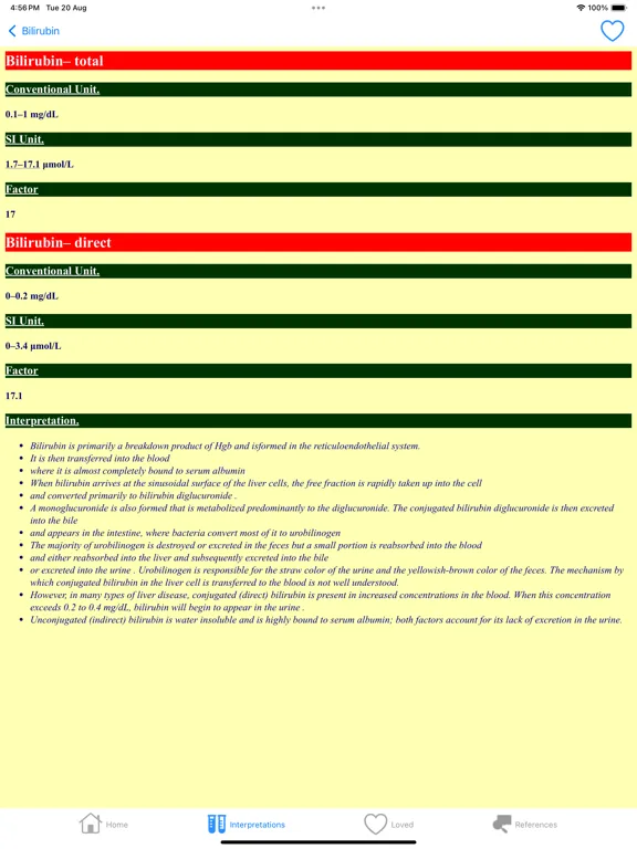 Скриншоты Lab Values Reference Ranges iPad 