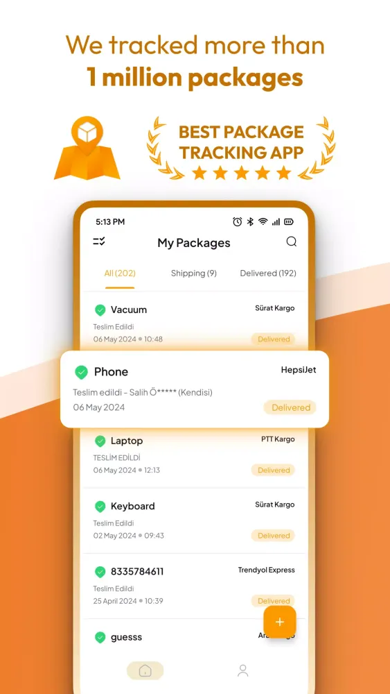 Ảnh chụp màn hình của Package Tracker Pro