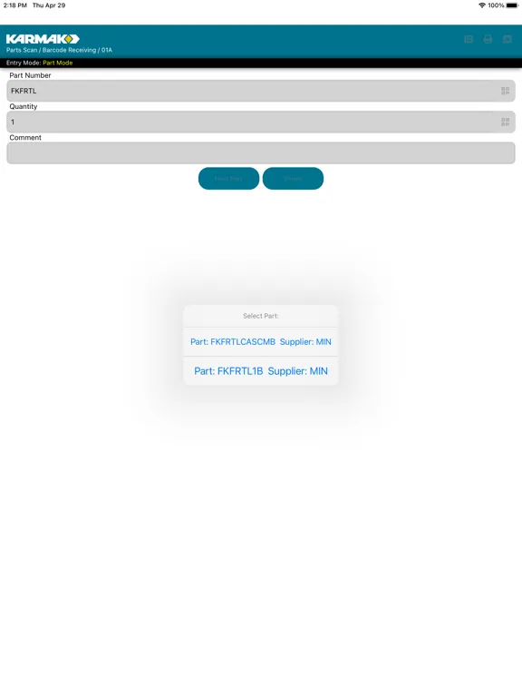 Zrzuty ekranu Karmak Parts Scan iPad 