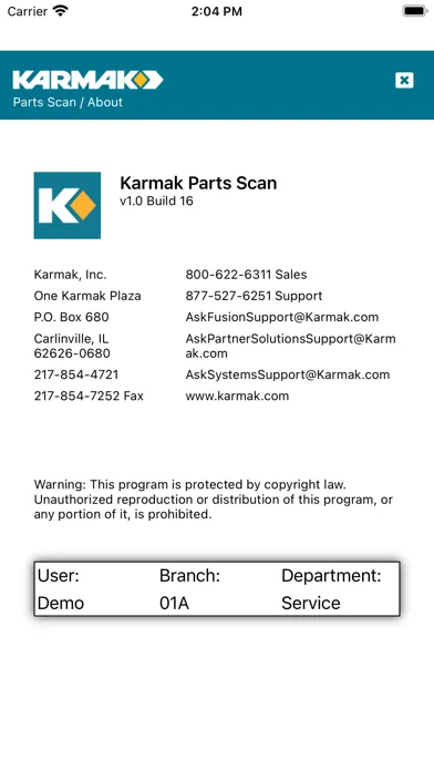 Zrzuty ekranu Karmak Parts Scan