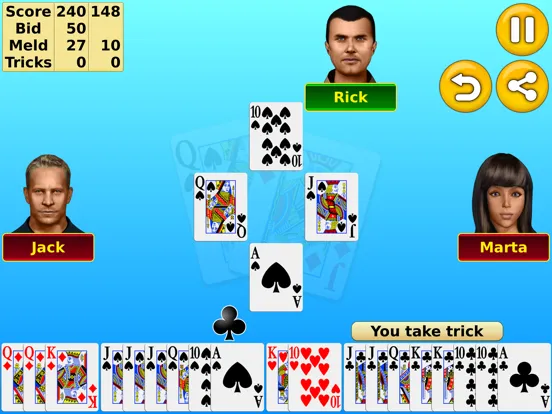 Pinochle - Online & offline iPad 应用截图