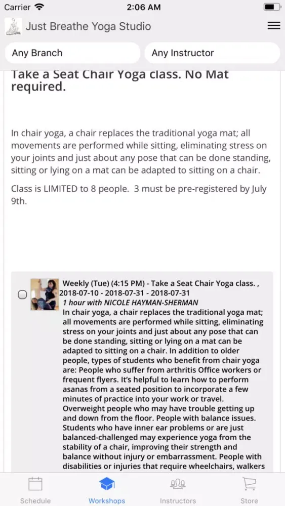 Скриншоты Just Breathe Yoga Studio