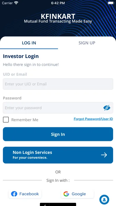 Zrzuty ekranu KFinKart-Investor Mutual Funds