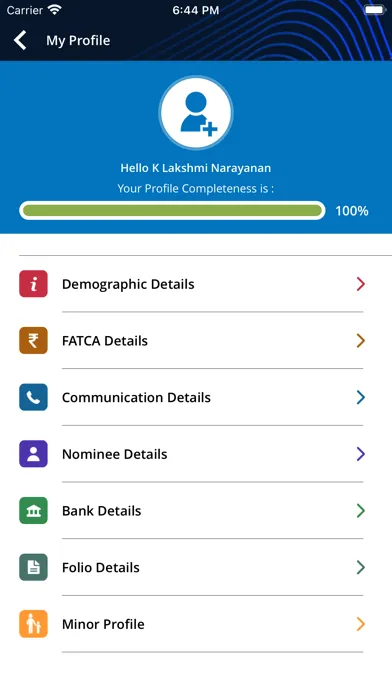Zrzuty ekranu KFinKart-Investor Mutual Funds