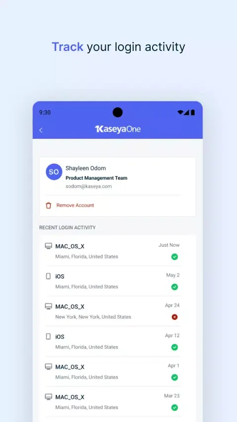 KaseyaOne Authenticator Ekran Görüntüleri