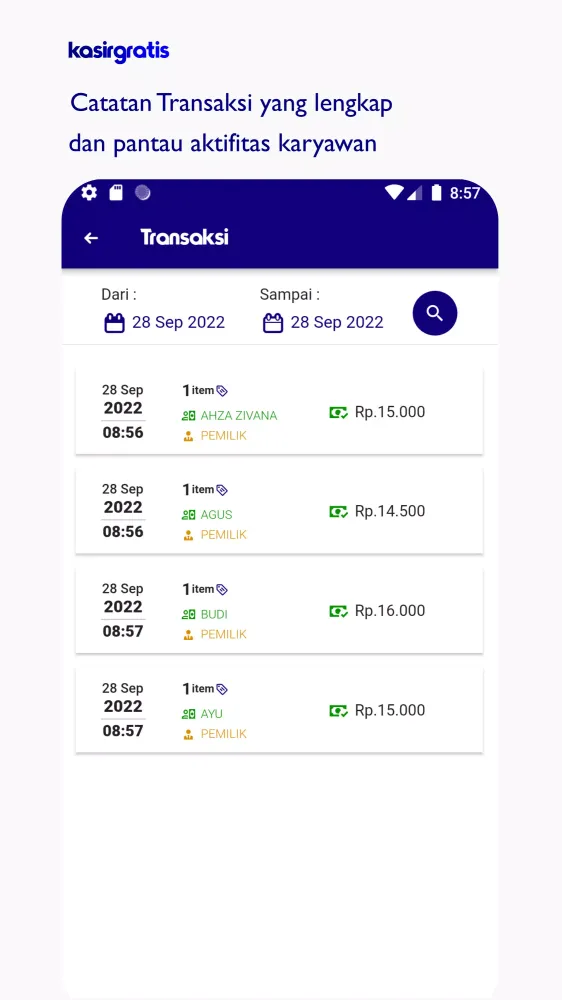 Capturas de pantalla de Kasirgratis Aplikasi Kasir POS