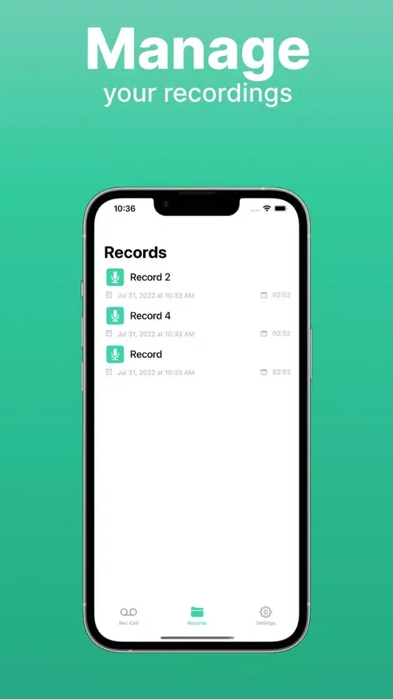 Capturas de tela do ACR: Call Recorder for iPhone