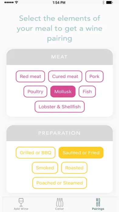 Tangkapan layar Wine Fox - Pairings & Notes