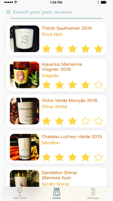 Tangkapan layar Wine Fox - Pairings & Notes