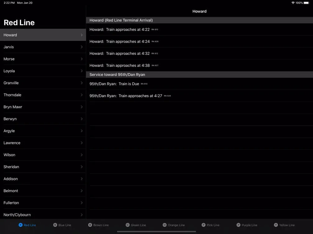Realtime Train Schedules: CTA iPad  سکرین شاٹس